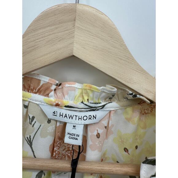 41 Hawthorn Womens Darcy Ruffle Sleeve Blouse Size M NWT Floral Career Spring - Picture 4 of 7